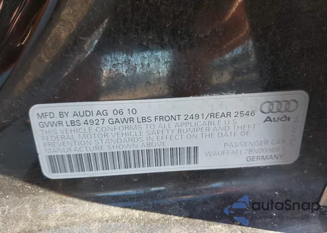 2011 Audi A4 2.0T Premium from USA, damaged, VIN WAUFFAFL7BN005067
